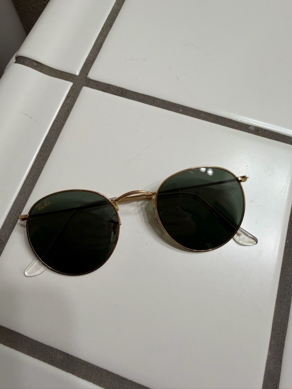 Ray-Ban Gold Frame Sunglasses with Green Lenses- Polished Arista Gold - Picture 3 of 5